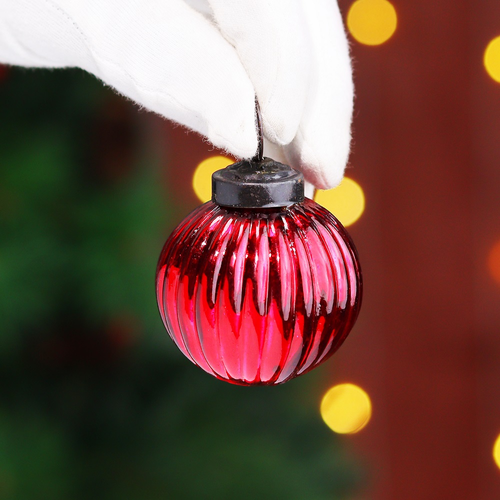 12 Pieces Glass Red Christmas Ornaments For Tree Decoration
